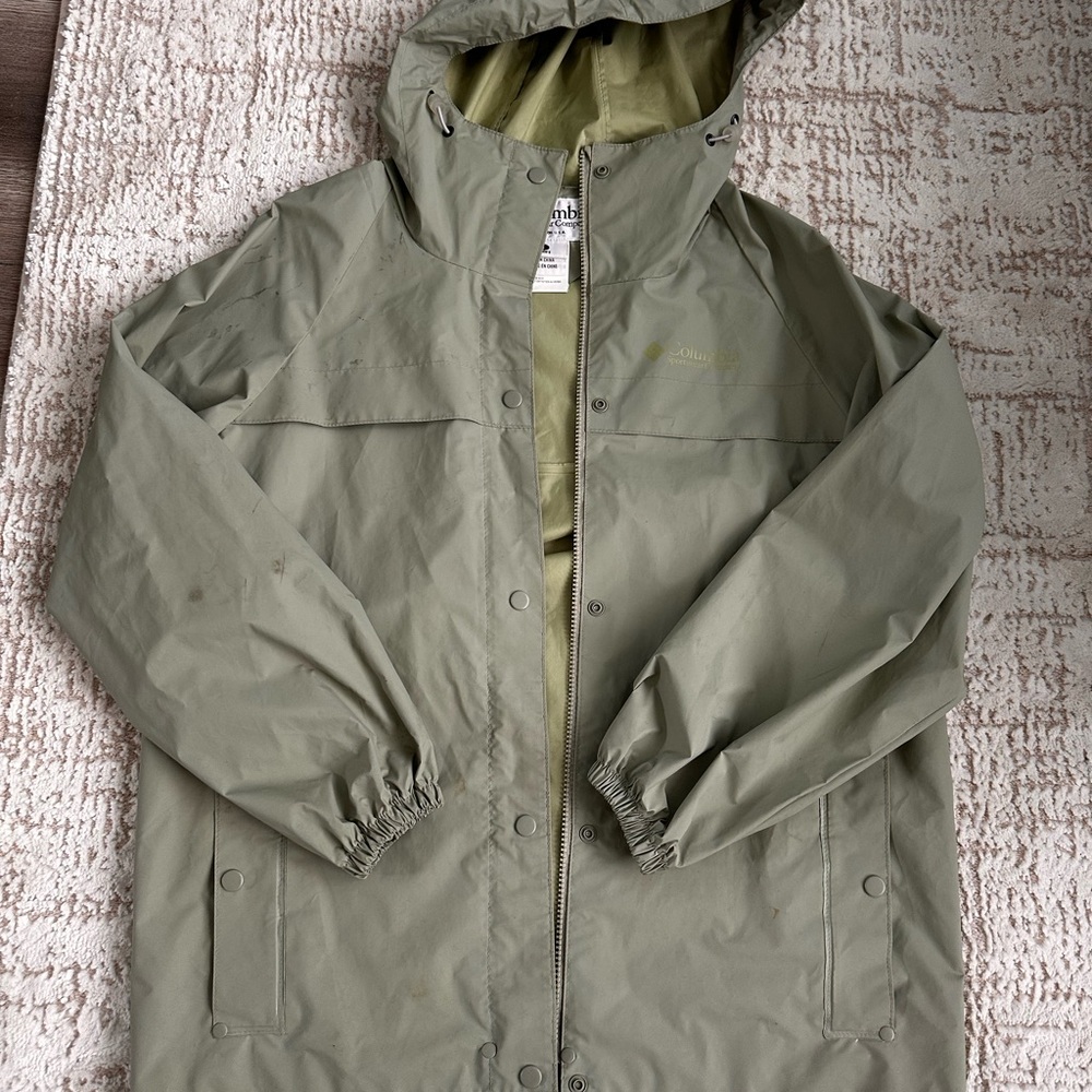 VINTAGE Columbia Green Hooded Rain Jacket